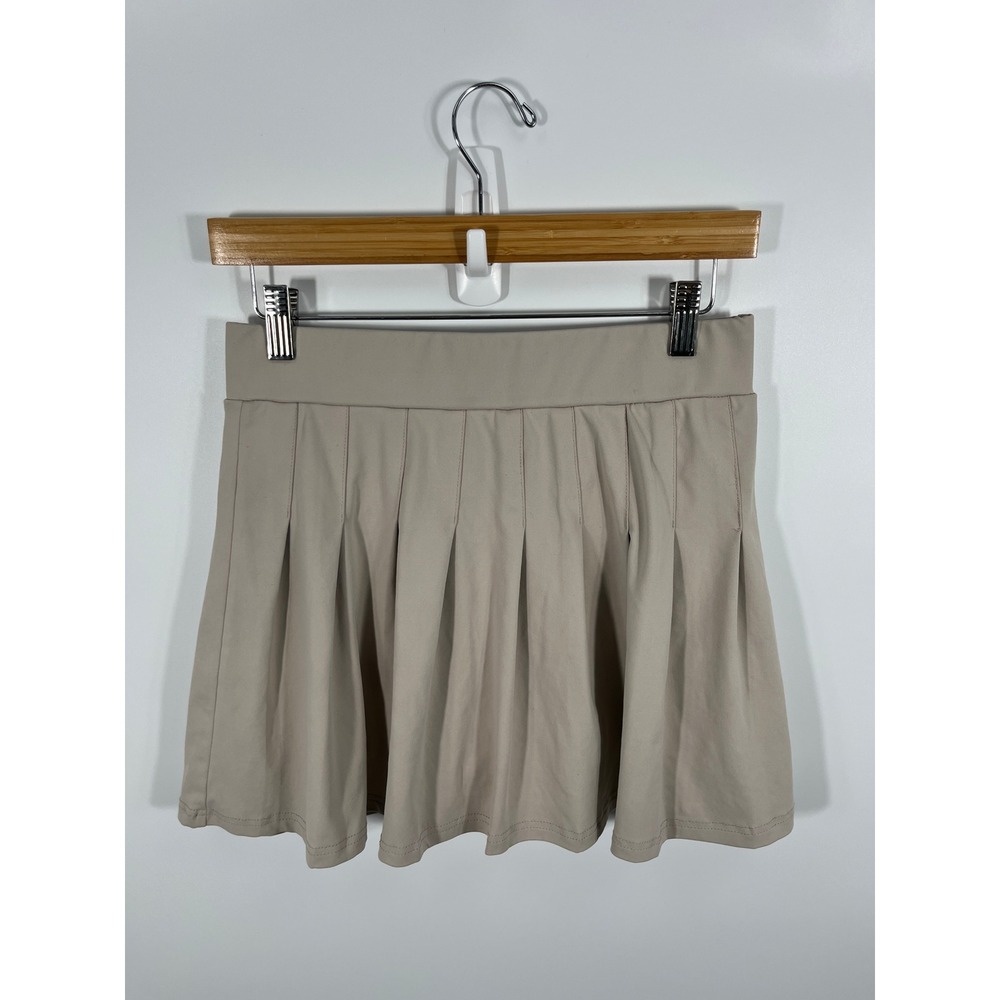 Womens Athletic Skort M Beige Preppy Tennis Gym Workout Pilates Outdoor Stretch